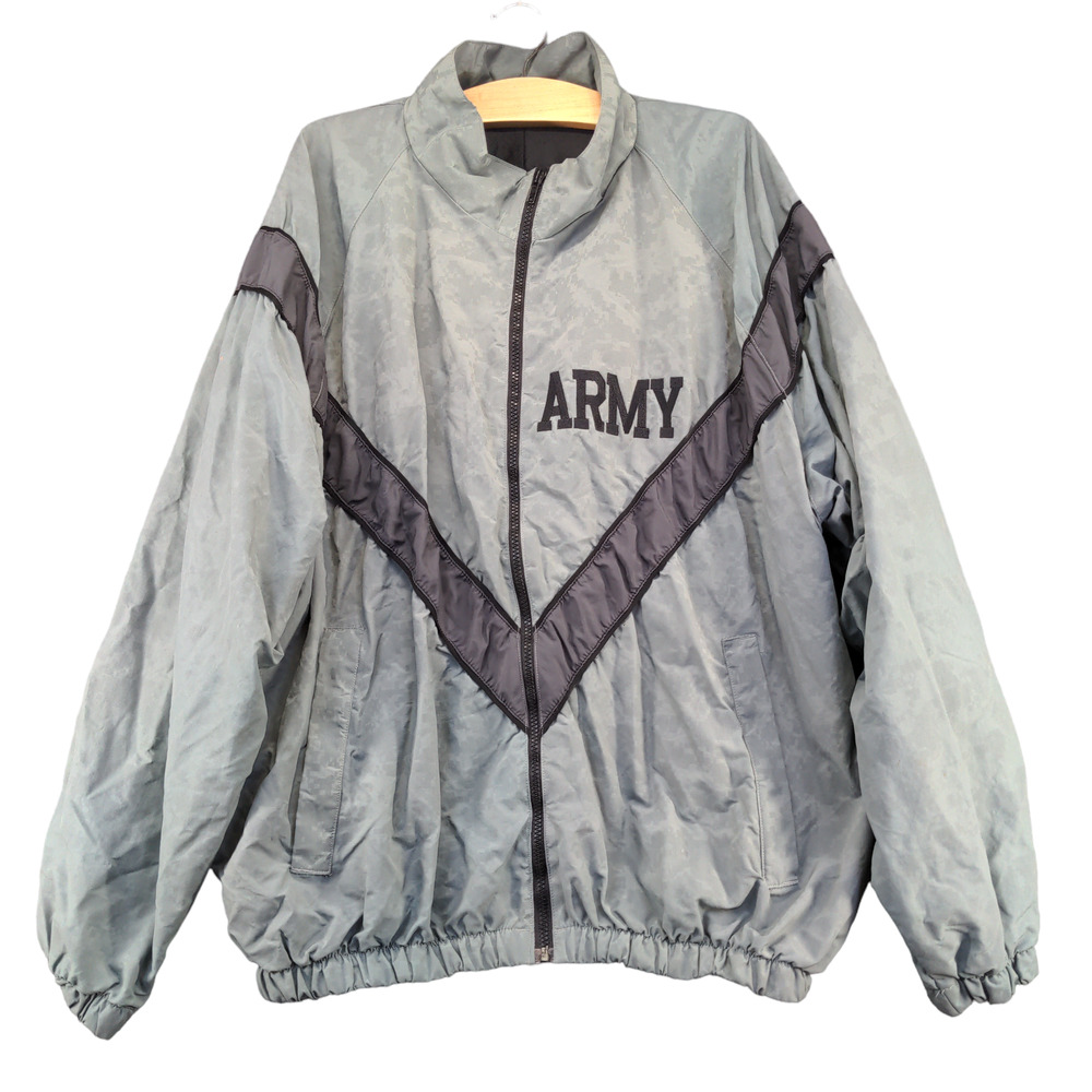 U.S. Army Mens IPFU Windbreaker Jacket Gray Size L Full Zip Nylon